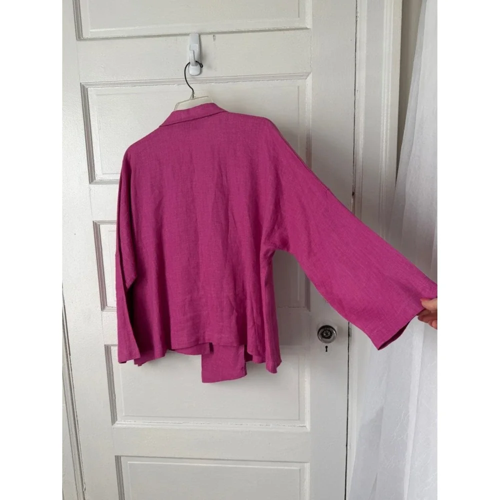 Itemz Chris‎ Baumgartner Fuchsia Linen Shirt Asymmetrical Lagenlook Art to Wear
